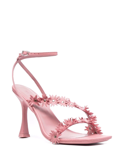 Shop By Far Poppy 105mm Floral-detail Sandals In Rosa