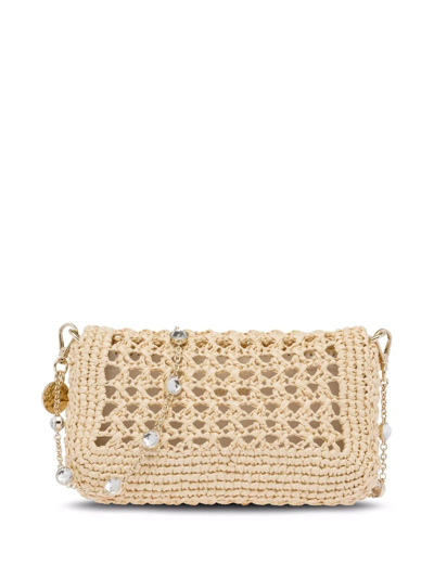 Miu Miu Raffia Woven Shoulder Bag In Nude | ModeSens