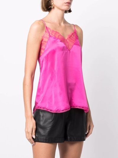 Shop Iro Lace-trim Silk Top In Rosa
