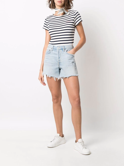 Maison Labiche Striped Organic Cotton T-shirt In Weiss