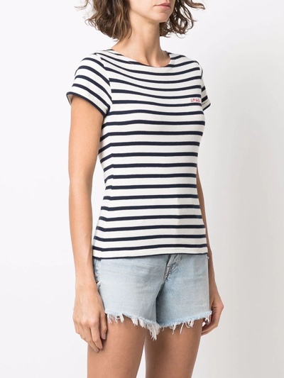 Shop Maison Labiche Organic-cotton Striped T-shirt In Weiss