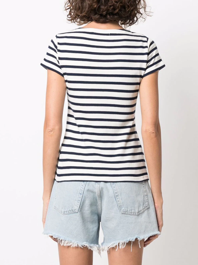 Shop Maison Labiche Organic-cotton Striped T-shirt In Weiss