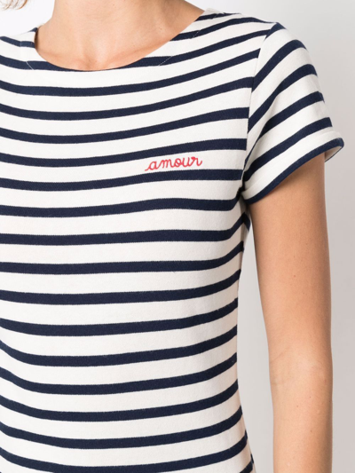 Shop Maison Labiche Organic-cotton Striped T-shirt In Weiss