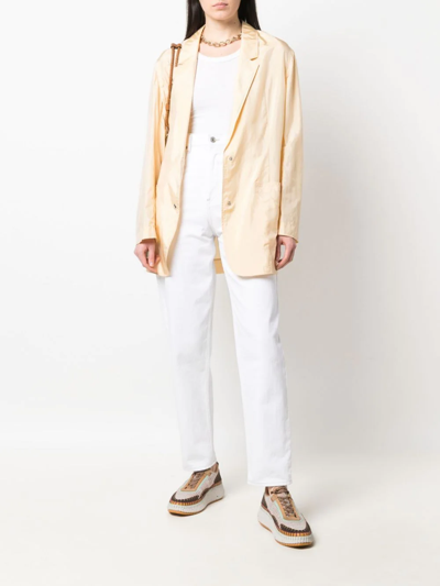 Isabel Marant Crinkled Metallic Blazer In Gelb