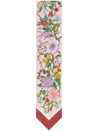 Shop Gucci Floral Pattern Scarf In Rosa