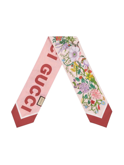 Shop Gucci Floral Pattern Scarf In Rosa