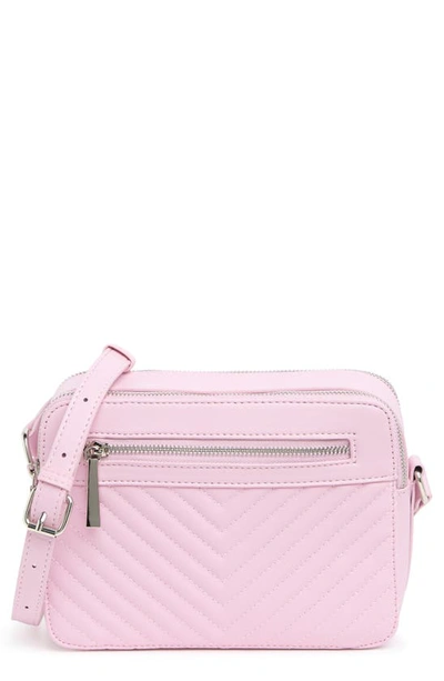 Shop Steve Madden B Danna Chevron Quilted Faux Leather Camera Bag In Ice Pink