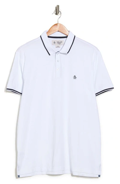 Shop Original Penguin Jersey Tipped Polo In Bright White