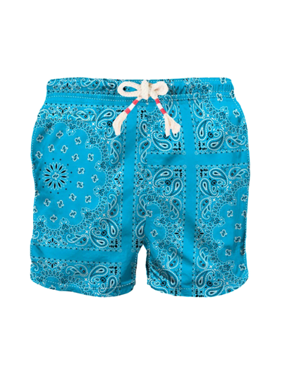 Shop Mc2 Saint Barth Men`s Swim Shorts With Light Blue Bandana In Multicolour