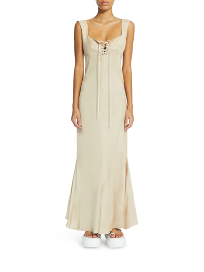 Sportmax Slim-fit Silk Habotai Dress In Nude & Neutrals