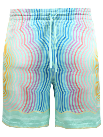 Shop Casablanca Silk Shorts With Drawstrings Maso San In Multicolor