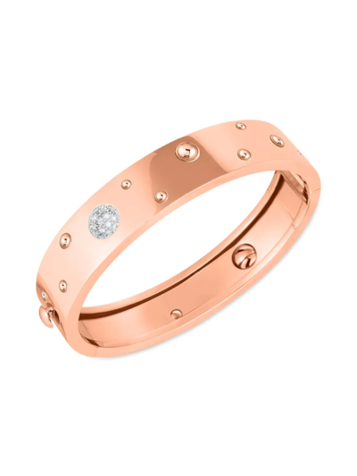 Shop Roberto Coin Women's Pois Moi Luna 18k Rose Gold & Diamond Bangle Bracelet