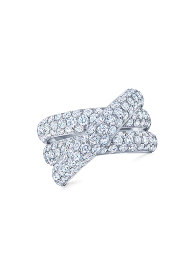 Shop Kwiat Women's 18k White Gold & Diamond 3-row Crossover Ring