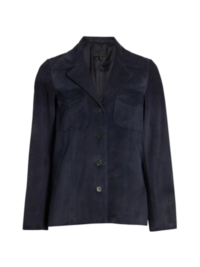 Shop Nili Lotan Women's Dominic Calfskin Leather Jacket In Dark Navy