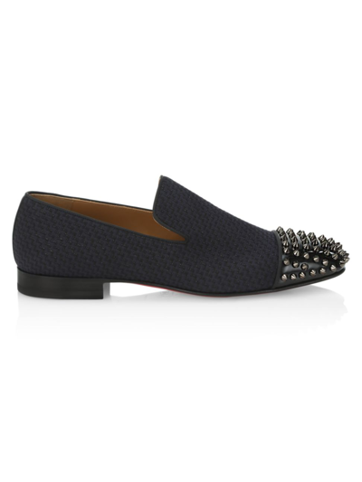 Shop Christian Louboutin Men's Spooky Studded Loafers In Version Marine