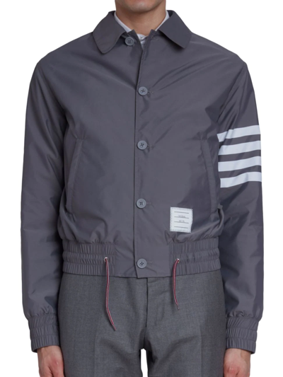 Shop Thom Browne Men's Button-up Blouson Jacket In Navy