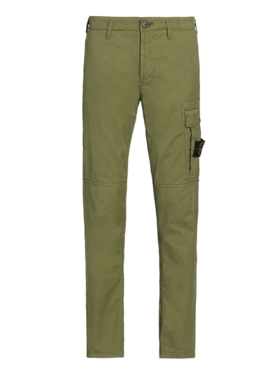 Shop Stone Island Cotton Twill Cargo Pants In Olive