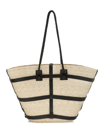 Shop Altuzarra Women's Large Watermill Raffia Tote In Natural Black