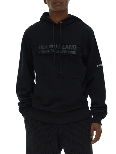 Shop Helmut Lang Trapunto Logo Hoodie In Black