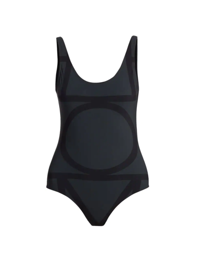 Shop Totême Women's Monogram One-piece Swimsuit In Black Monogram