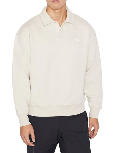 Shop Frame Men's Fleece Polo Sweatshirt In Milk Beige