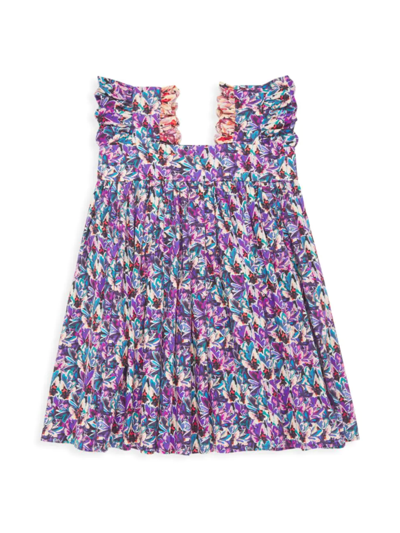 Shop Kika Vargas Little Girl's & Girl's Sleeveless Floral Dress In Blue