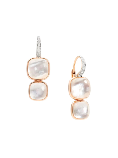 Shop Pomellato Women's Nudo 18k Rose Gold, White Topaz, Mother-of-pearl & Diamond Drop Earrings