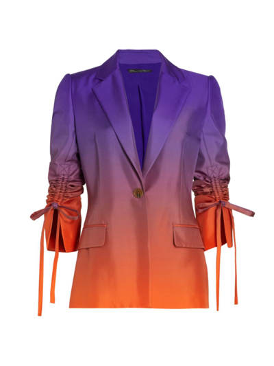 Shop Oscar De La Renta Women's Ombré Silk Drawstring Blazer In Violet Amber