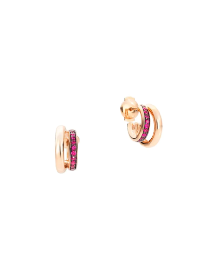 Shop Pomellato Women's Iconica 18k Rose Gold & Ruby Layered Hoop Earrings