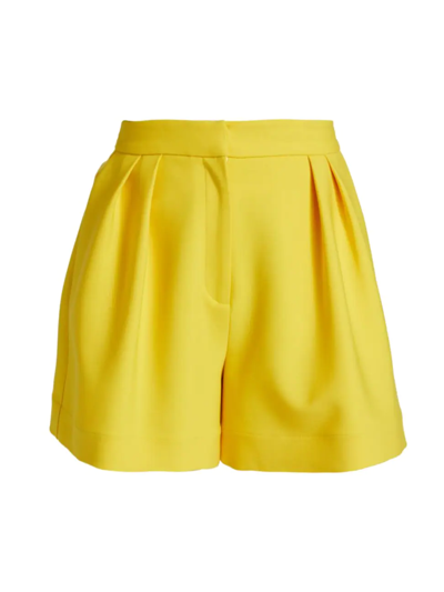 Shop Oscar De La Renta Women's Pleated Front Shorts In Ginger