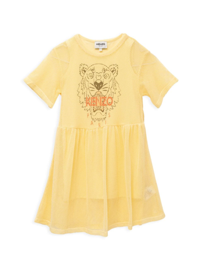 Shop Kenzo Little Girl's & Girl's Tiger Mesh Dress In Straw Yellow