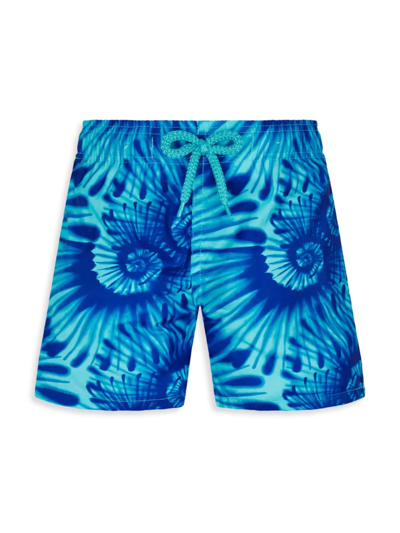 Shop Vilebrequin Little Boy's & Boy's Nautilus Tie-dye Swim Shorts In Blue