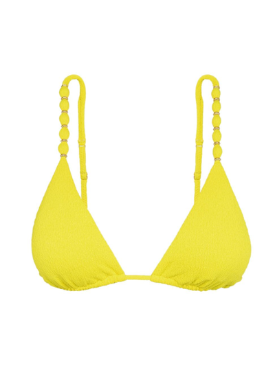 Shop Vix Women's Firenze Light Beaded Triangle Bikini Top In Yellow