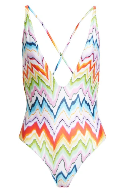 Shop Missoni Zigzag Stripe One-piece Swimsuit In Chevron Multicolor