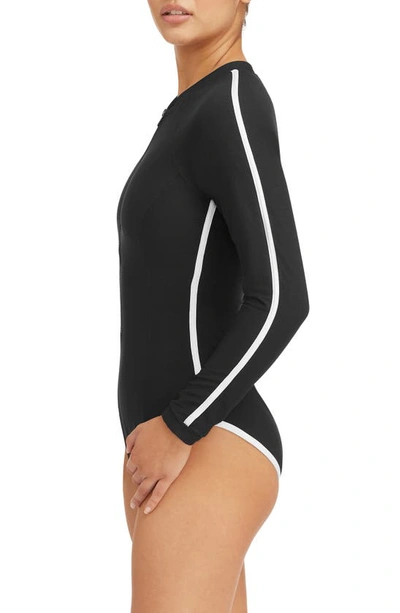 Shop Sea Level Long Sleeve Rashguard Swimsuit In Black
