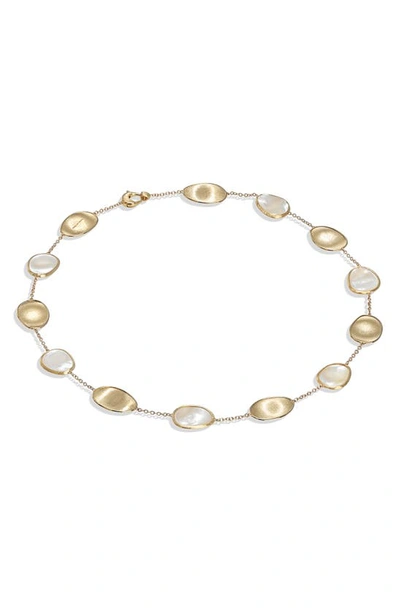 Shop Marco Bicego Lunaria 18k Yellow Gold White Mother-of-pearl Short Necklace In White Mother Of Pearl