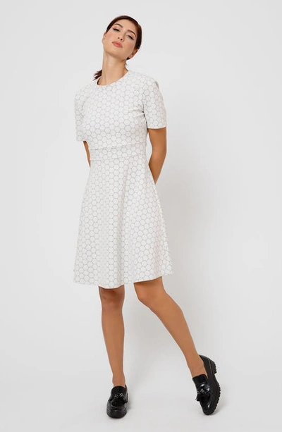 Leota Mackenzie Short-sleeve Fit-&-flare Dress In White