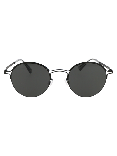 Shop Mykita X Maison Margiela Mm Round Frame Sunglasses In Black