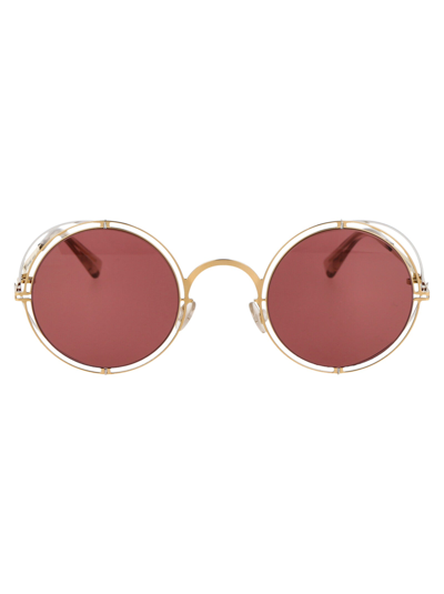 Shop Mykita X Maison Margiela Round Frame Sunglasses In Red