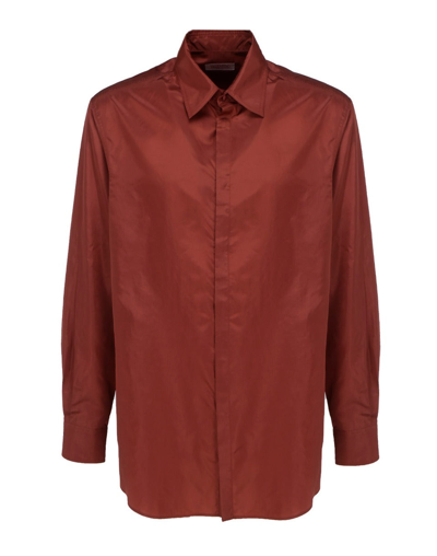 Shop Valentino Oversized Buttoned Shirt In Red