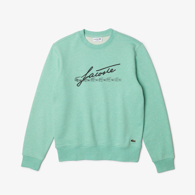 Shop Lacoste Men's Signature Print Crew Neck Cotton Fleece Sweatshirt - 4xl - 9 In Green