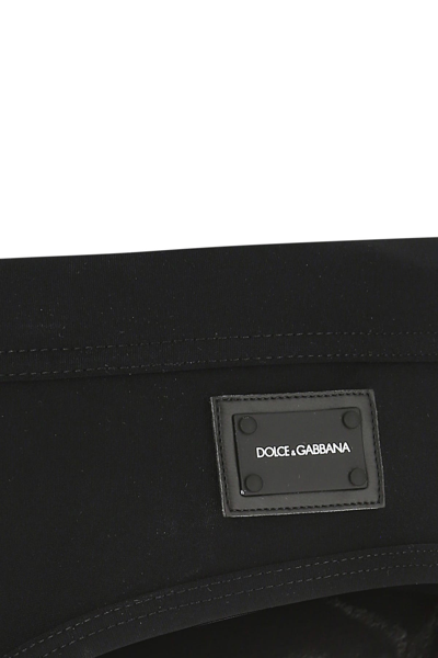 Dolce & Gabbana Black Swim Briefs With Branded Drawstring And Logo Tag