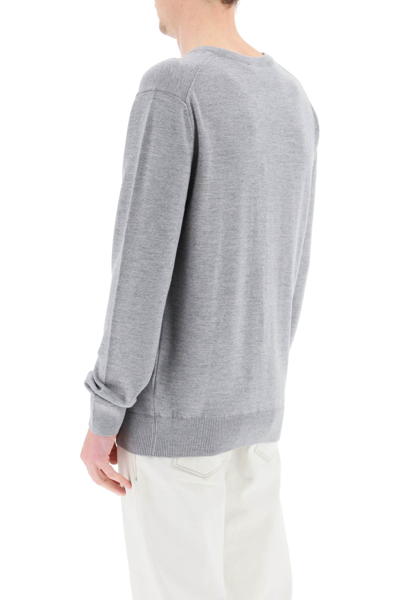 Shop Maison Kitsuné Tricolor Fox Patch Sweater In Grey