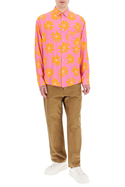 Shop Jacquemus 'la Chemise Simon' Shirt In Pink,orange,yellow