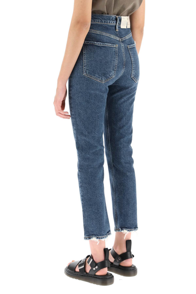 Shop Agolde Riley High Rise Straight Crop Jeans In Blue