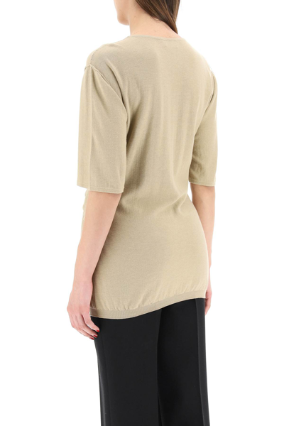 Shop Lemaire Cotton Sweater With Knot In Beige