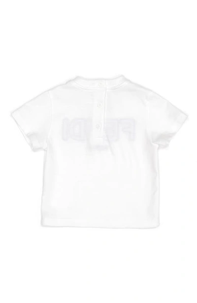 Shop Fendi Logo Embroidered T-shirt In White/ Blue