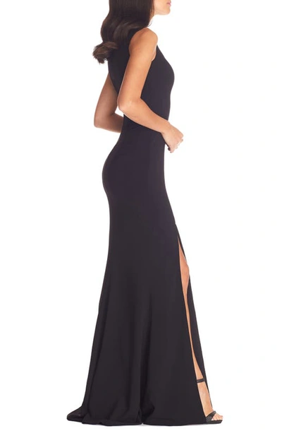 Dress The Population Monroe Side Slit Gown In Black