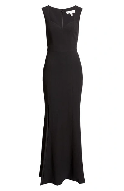 Shop Dress The Population Monroe Side Slit Gown In Black