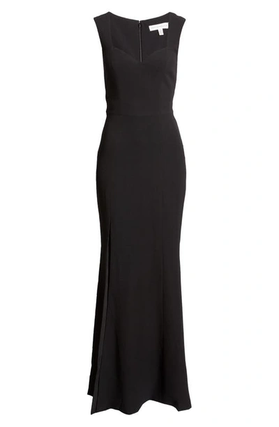 Dress The Population Monroe Side Slit Gown In Black